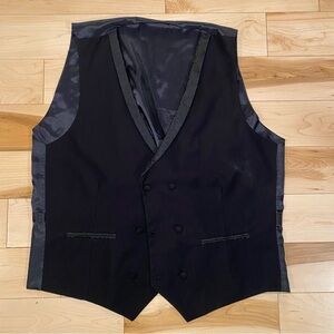 Black Double-Breasted Formal Vest Classic Minimal